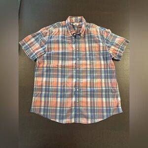 Sonoma Men's Casual Plaid Button Down Shirt - Blue & Orange 100% Cotton Sz XL